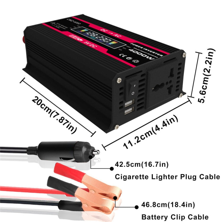 Zhizun Modified Sinewave 12V to 110V 4000W Car Power Inverter(Black) - Modified Square Wave by PMC Jewellery | Online Shopping South Africa | PMC Jewellery | Buy Now Pay Later Mobicred