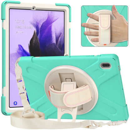 For Samsung Galaxy Tab S7 FE T730 / S7+ / S9+ /S8+ Silicone + PC Protective Case with Holder & Shoulder Strap(Mint Green) - Other Galaxy Tab PC by PMC Jewellery | Online Shopping South Africa | PMC Jewellery | Buy Now Pay Later Mobicred