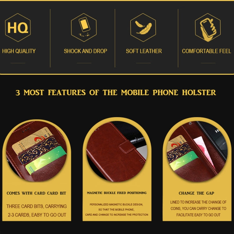 For Doogee X95 / X95 Pro idewei Crazy Horse Texture Horizontal Flip Leather Case with Holder & Card Slots & Wallet(Brown) - More Brand by idewei | Online Shopping South Africa | PMC Jewellery | Buy Now Pay Later Mobicred