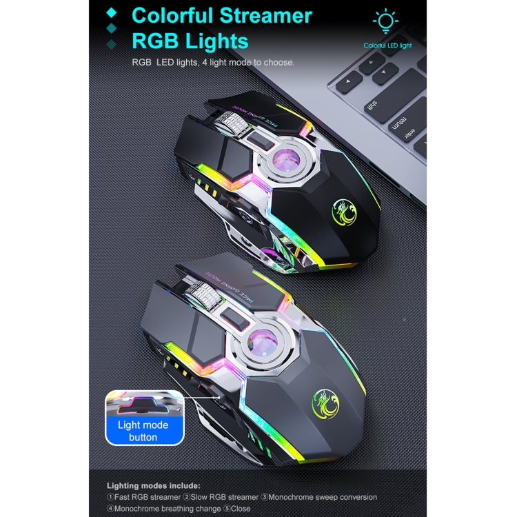 iMICE G7 Colorful Streamer Lights Rechargeable Silent Wireless Mouse(Black) - Wireless Mice by iMICE | Online Shopping South Africa | PMC Jewellery | Buy Now Pay Later Mobicred