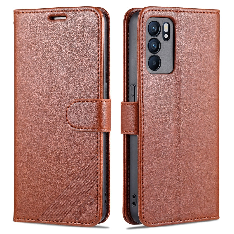 For OPPO Reno6 / Reno6 Pro 5G AZNS Sheepskin Texture Horizontal Flip Leather Case with Holder & Card Slots & Wallet(Brown) - OPPO Cases by AZNS | Online Shopping South Africa | PMC Jewellery | Buy Now Pay Later Mobicred