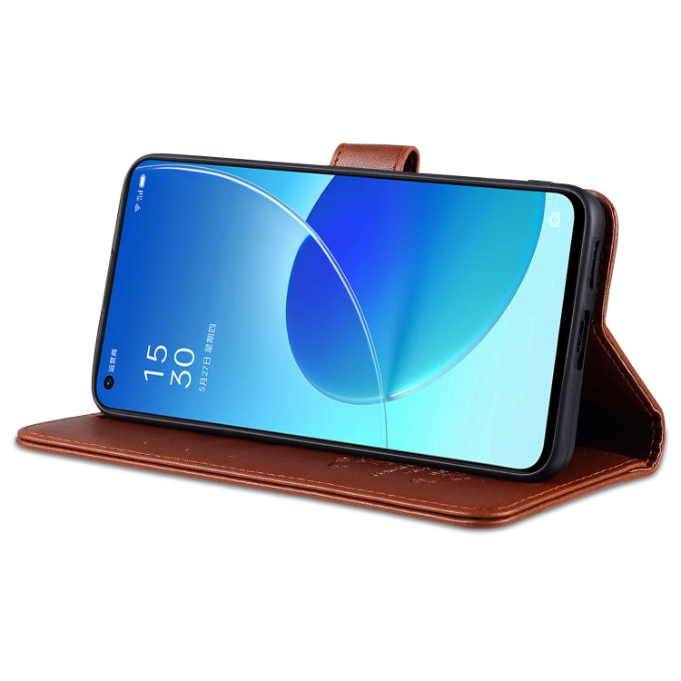 For OPPO Reno6 / Reno6 Pro 5G AZNS Sheepskin Texture Horizontal Flip Leather Case with Holder & Card Slots & Wallet(Brown) - OPPO Cases by AZNS | Online Shopping South Africa | PMC Jewellery | Buy Now Pay Later Mobicred