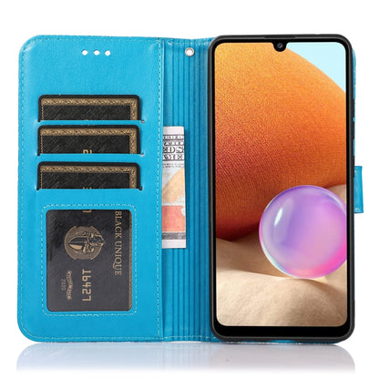 For Samsung Galaxy A32 4G Skin Feel Embossed Sunflower Horizontal Flip Leather Case with Holder & Card Slots & Wallet & Lanyard(Blue) - Galaxy Phone Cases by PMC Jewellery | Online Shopping South Africa | PMC Jewellery