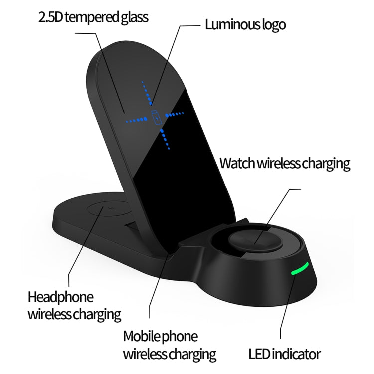 H22 3 In 1 Multi-function Foldable Smart Wireless Charger for Smart Phones & iWatches & AirPods(White) - Wireless Charger by PMC Jewellery | Online Shopping South Africa | PMC Jewellery | Buy Now Pay Later Mobicred