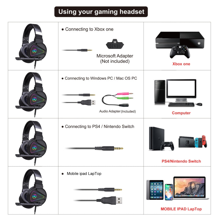 HXSJ F16 3.5mm + USB Port RGB Light Stereo Gaming Headset with Microphone(Black) - Multimedia Headset by HXSJ | Online Shopping South Africa | PMC Jewellery | Buy Now Pay Later Mobicred