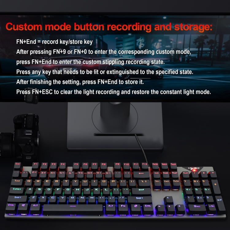 HXSJ L300 104 Keys USB Port LED Lighting Wired Mechanical Keyboard(Black) - Wired Keyboard by HXSJ | Online Shopping South Africa | PMC Jewellery | Buy Now Pay Later Mobicred