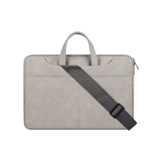 ST06SDJ Frosted PU Business Laptop Bag with Detachable Shoulder Strap, Size:13.3 inch(Light Gray) - 13.3 inch by PMC Jewellery | Online Shopping South Africa | PMC Jewellery | Buy Now Pay Later Mobicred