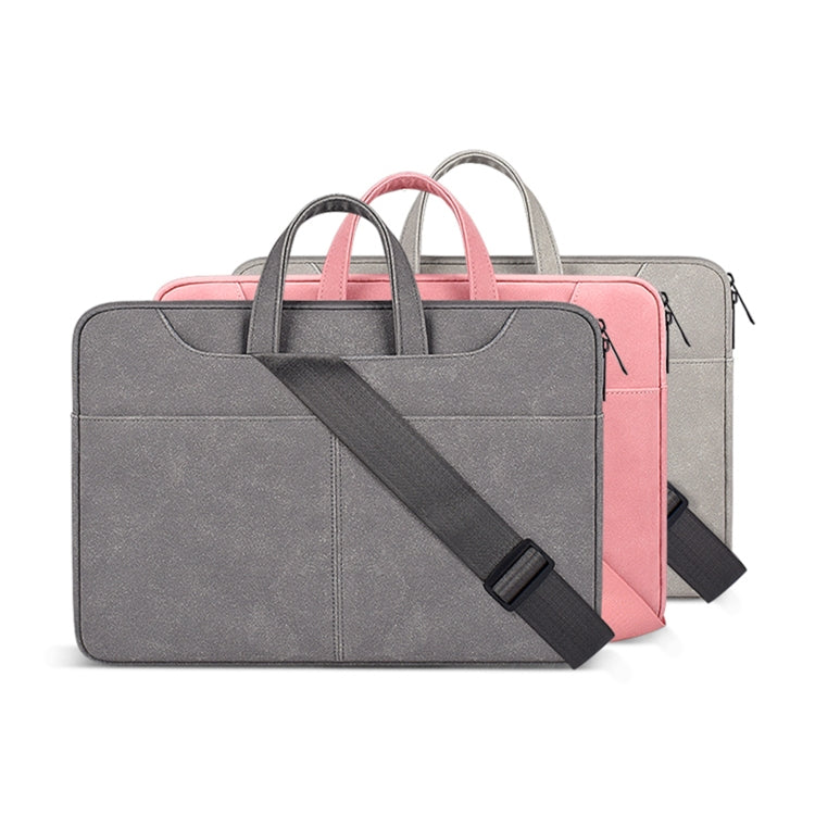 ST06SDJ Frosted PU Business Laptop Bag with Detachable Shoulder Strap, Size:14.1-15.4 inch(Pink) - 15 inch by PMC Jewellery | Online Shopping South Africa | PMC Jewellery | Buy Now Pay Later Mobicred