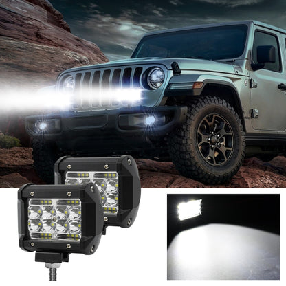 1 Pair D0060 E7 DC9-30V 6000K 6000LM 4 Inch 4 Rows Mixed Light Car Off-road Vehicle Working Light - Work Lights by PMC Jewellery | Online Shopping South Africa | PMC Jewellery | Buy Now Pay Later Mobicred