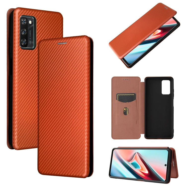 For Blackview A100 Carbon Fiber Texture Horizontal Flip TPU + PC + PU Leather Case with Card Slot(Brown) - More Brand by PMC Jewellery | Online Shopping South Africa | PMC Jewellery | Buy Now Pay Later Mobicred