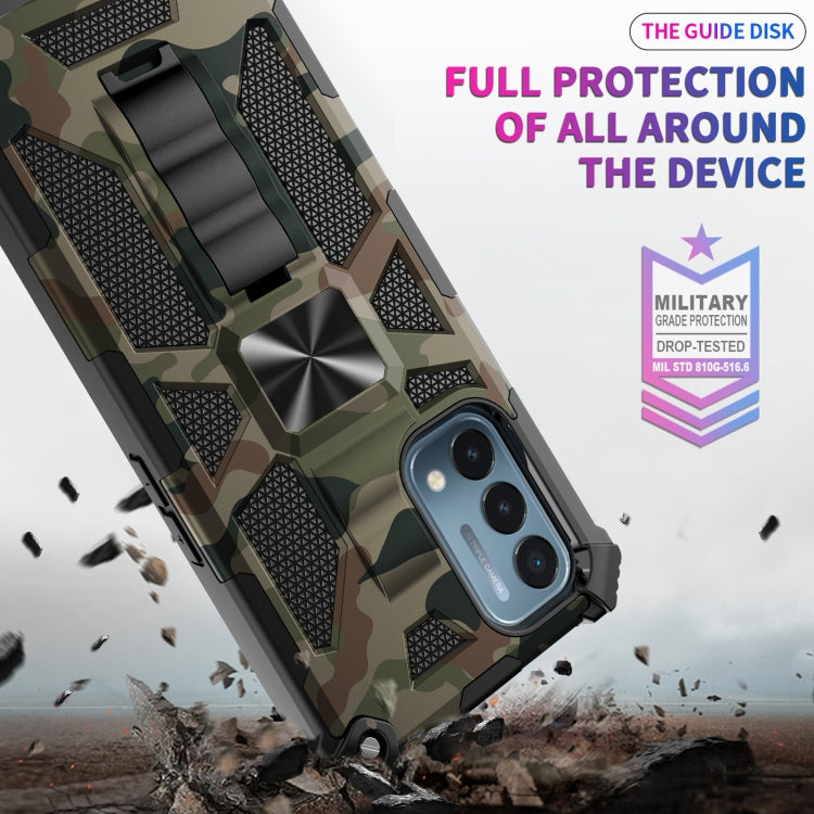 For OPPO A54 4G / A55 5G Camouflage Armor Shockproof TPU + PC Magnetic Protective Case with Holder(Army Green) - OPPO Cases by PMC Jewellery | Online Shopping South Africa | PMC Jewellery