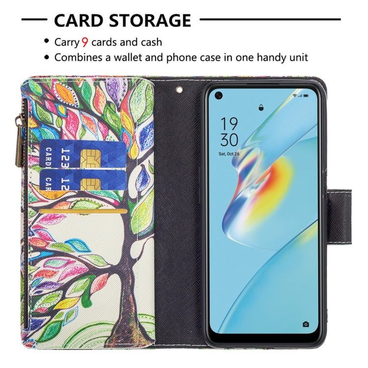 For OPPO A54 4G/A55 5G Colored Drawing Pattern Zipper Horizontal Flip Leather Case with Holder & Card Slots & Wallet(Big Tree) - OPPO Cases by PMC Jewellery | Online Shopping South Africa | PMC Jewellery