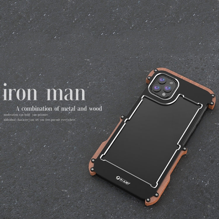 For iPhone 13 Pro Max R-JUST Ironwood Man Shockproof Metal + Wood Bumper Protective Case - iPhone 13 Pro Max Cases by R-JUST | Online Shopping South Africa | PMC Jewellery