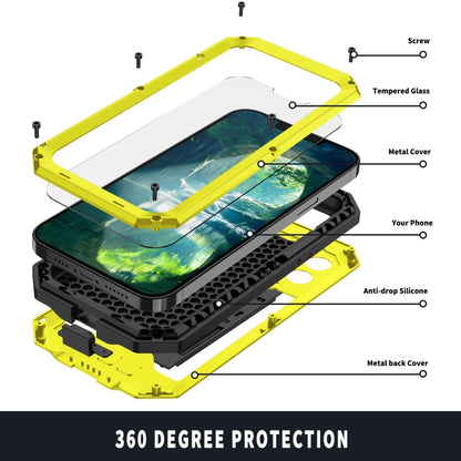 For iPhone 13 Pro R-JUST Sliding Camera Shockproof Life Waterproof Dust-proof Metal + Silicone Protective Case with Holder (Yellow) - iPhone 13 Pro Cases by R-JUST | Online Shopping South Africa | PMC Jewellery