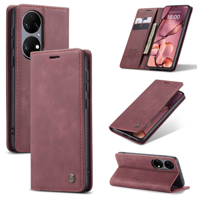 CaseMe 013 Multifunctional Horizontal Flip Leather Case with Holder & Card Slot & Wallet For Huawei P50(Wine Red) - Huawei Cases by CaseMe | Online Shopping South Africa | PMC Jewellery | Buy Now Pay Later Mobicred