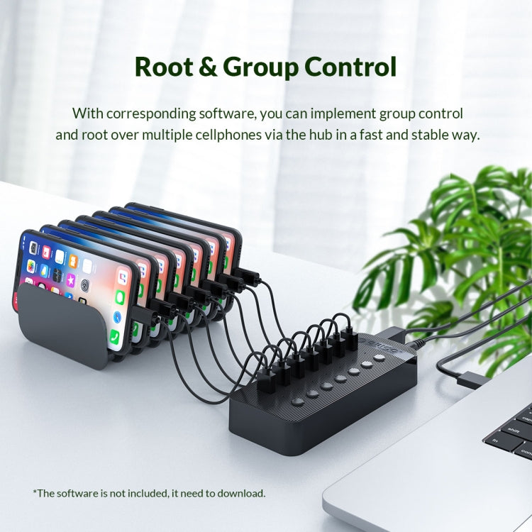 ORICO CT2U3-7AB-BK 7 In 1 Plastic Stripes Multi-Port USB HUB with Individual Switches, US Plug(Black) - USB 3.0 HUB by ORICO | Online Shopping South Africa | PMC Jewellery | Buy Now Pay Later Mobicred