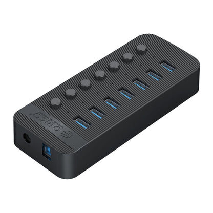 ORICO CT2U3-7AB-BK 7 In 1 Plastic Stripes Multi-Port USB HUB with Individual Switches, UK Plug(Black) - USB 3.0 HUB by ORICO | Online Shopping South Africa | PMC Jewellery | Buy Now Pay Later Mobicred