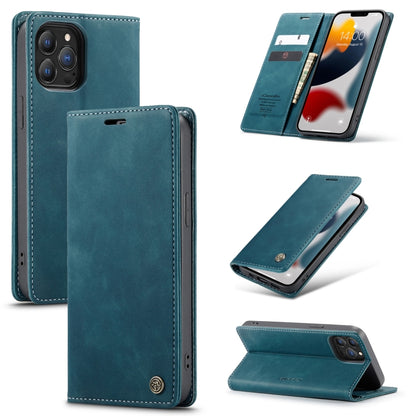 For iPhone 13 Pro CaseMe-013 Multifunctional Retro Frosted Horizontal Flip Leather Case with Card Slot & Holder & Wallet (Blue) - iPhone 13 Pro Cases by CaseMe | Online Shopping South Africa | PMC Jewellery | Buy Now Pay Later Mobicred