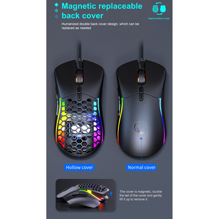 iMICE T60 7-key Custom Colorful Luminous Wired Honeycomb Gaming Mouse, Cable Length: 1.8m(Black) - Wired Mice by iMICE | Online Shopping South Africa | PMC Jewellery | Buy Now Pay Later Mobicred