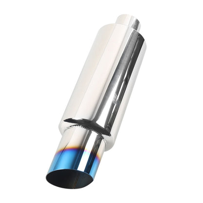 Universal Car / Motorcycles Stainless Exhaust Pipe Muffler 2 inch to 3 inch Bevel Tail Grilled Blue Version - Exhaust Pipes by PMC Jewellery | Online Shopping South Africa | PMC Jewellery | Buy Now Pay Later Mobicred