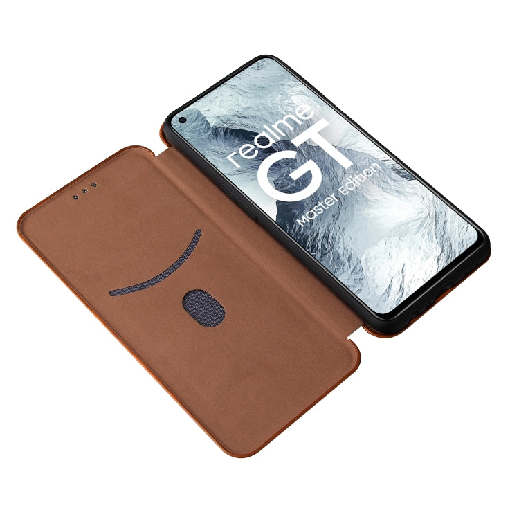 Carbon Fiber Texture Horizontal Flip TPU + PC + PU Leather Case with Card Slot For OPPO Realme GT Master(Brown) - Realme Cases by PMC Jewellery | Online Shopping South Africa | PMC Jewellery | Buy Now Pay Later Mobicred