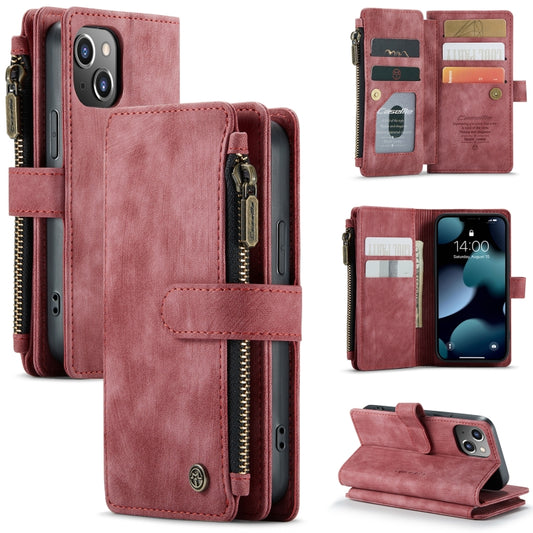 For iPhone 13 mini CaseMe-C30 PU + TPU Multifunctional Horizontal Flip Leather Case with Holder & Card Slot & Wallet & Zipper Pocket (Red) - iPhone 13 mini Cases by CaseMe | Online Shopping South Africa | PMC Jewellery | Buy Now Pay Later Mobicred