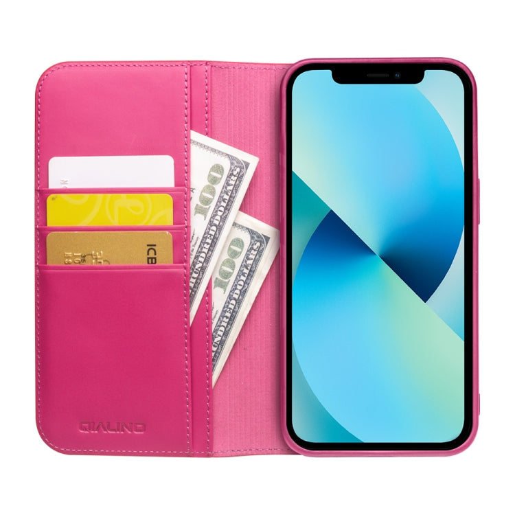 For iPhone 13 QIALINO Business Horizontal Flip Leather Case with Holder & Card Slots & Wallet (Rose Red) - iPhone 13 Cases by QIALINO | Online Shopping South Africa | PMC Jewellery