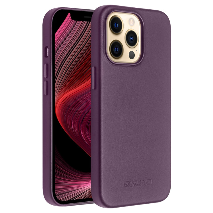 For iPhone 13 Pro QIALINO Nappa Cowhide MagSafe Magnetic Protective Case (Purple Crystal) - iPhone 13 Pro Cases by QIALINO | Online Shopping South Africa | PMC Jewellery | Buy Now Pay Later Mobicred