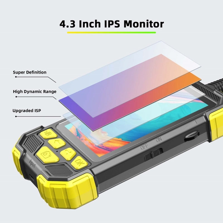 Y19 5.5mm Single Lens Hand-held Hard-wire Endoscope with 4.3-inch IPS Color LCD Screen, Cable Length:5m(Yellow) -  by PMC Jewellery | Online Shopping South Africa | PMC Jewellery | Buy Now Pay Later Mobicred