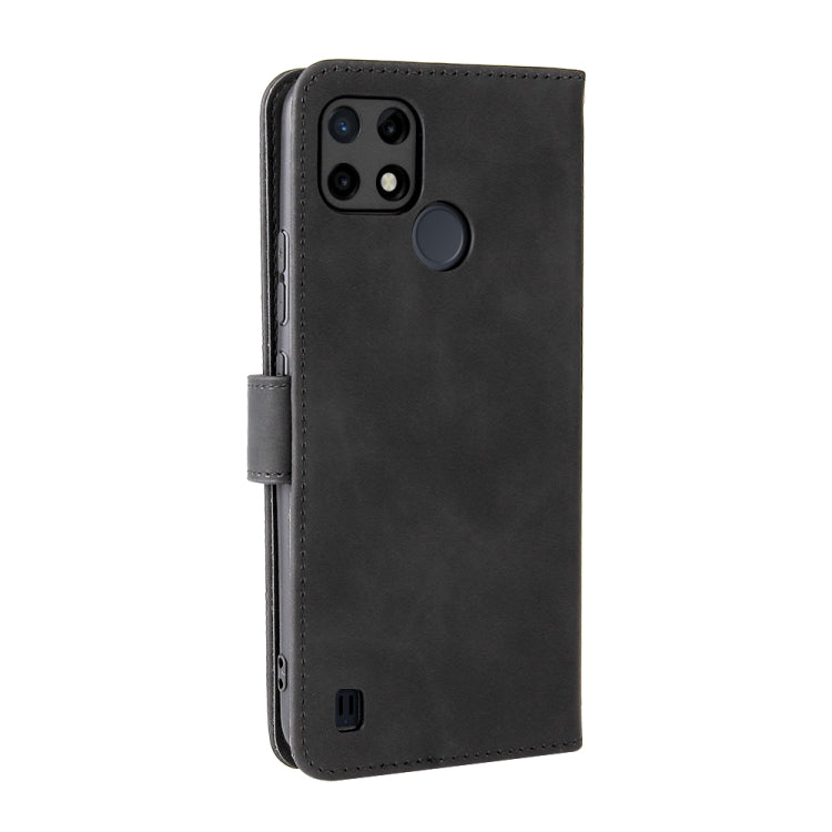 For OPPO Realme C21Y Solid Color Skin Feel Magnetic Buckle Horizontal Flip Calf Texture PU Leather Case with Holder & Card Slots & Wallet(Black) - Realme Cases by PMC Jewellery | Online Shopping South Africa | PMC Jewellery | Buy Now Pay Later Mobicred