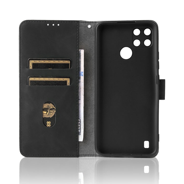 For OPPO Realme C21Y Solid Color Skin Feel Magnetic Buckle Horizontal Flip Calf Texture PU Leather Case with Holder & Card Slots & Wallet(Black) - Realme Cases by PMC Jewellery | Online Shopping South Africa | PMC Jewellery | Buy Now Pay Later Mobicred