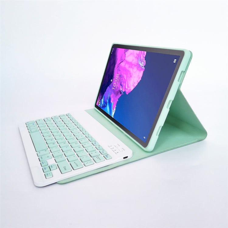 For Lenovo Pad Tab P11 11 inch TB-J606F LX110 Solid Color Detachable Square Keycap Bluetooth Keyboard Leather Tablet Case with Stand(Green) - Lenovo Keyboard by PMC Jewellery | Online Shopping South Africa | PMC Jewellery