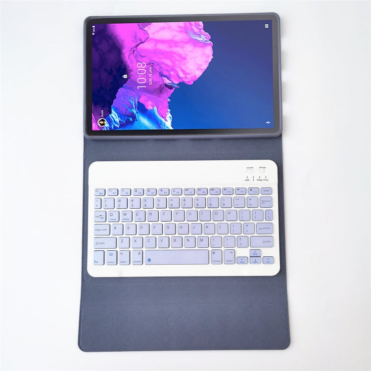 For Lenovo Pad Tab P11 11 inch TB-J606F LX110 Solid Color Detachable Square Keycap Bluetooth Keyboard Leather Tablet Case with Stand(Purple) - Lenovo Keyboard by PMC Jewellery | Online Shopping South Africa | PMC Jewellery