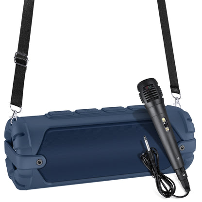 New Rixing NR-6013M Bluetooth 5.0 Portable Outdoor Karaoke Wireless Bluetooth Speaker with Microphone & Shoulder Strap(Blue) - Desktop Speaker by NewRixing | Online Shopping South Africa | PMC Jewellery | Buy Now Pay Later Mobicred