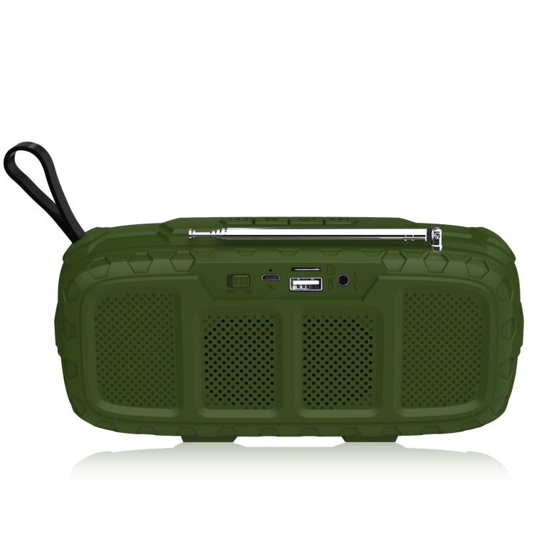 NewRixing NR-5018FM Outdoor Portable Bluetooth Speaker with Antenna, Support Hands-free Call / TF Card / FM / U Disk(Green+Yellow) - Desktop Speaker by NewRixing | Online Shopping South Africa | PMC Jewellery | Buy Now Pay Later Mobicred