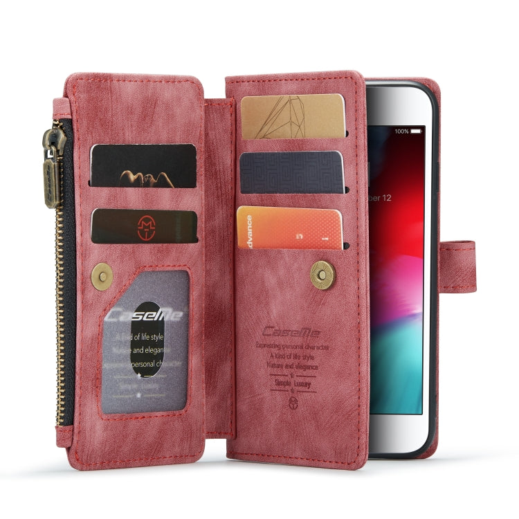 For iPhone SE 2022 / SE 2020 / 8 / 7 / 6 CaseMe-C30 PU + TPU Multifunctional Horizontal Flip Leather Case with Holder & Card Slot & Wallet & Zipper Pocke(Red) - iPhone SE 2022 / 2020 / 8 / 7 Cases by CaseMe | Online Shopping South Africa | PMC Jewellery | Buy Now Pay Later Mobicred