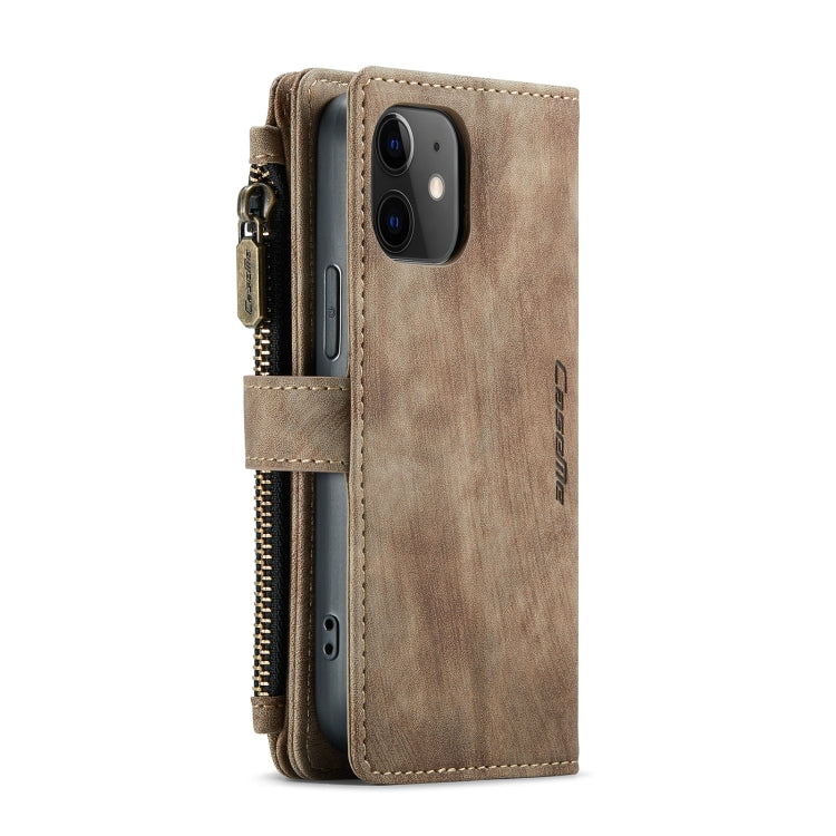 For iPhone 12 mini CaseMe-C30 PU + TPU Multifunctional Horizontal Flip Leather Case with Holder & Card Slot & Wallet & Zipper Pocket (Brown) - iPhone 12 mini Cases by CaseMe | Online Shopping South Africa | PMC Jewellery | Buy Now Pay Later Mobicred