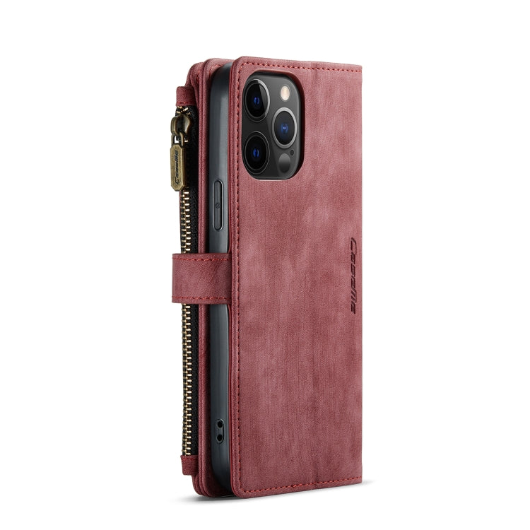 For iPhone 12 Pro Max CaseMe-C30 PU + TPU Multifunctional Horizontal Flip Leather Case with Holder & Card Slot & Wallet & Zipper Pocket(Red) - iPhone 12 Pro Max Cases by CaseMe | Online Shopping South Africa | PMC Jewellery | Buy Now Pay Later Mobicred