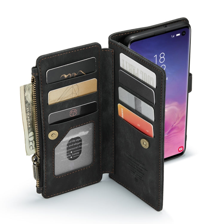 For Samsung Galaxy S10 CaseMe-C30 PU + TPU Multifunctional Horizontal Flip Leather Case with Holder & Card Slot & Wallet & Zipper Pocket(Black) - Galaxy Phone Cases by CaseMe | Online Shopping South Africa | PMC Jewellery | Buy Now Pay Later Mobicred