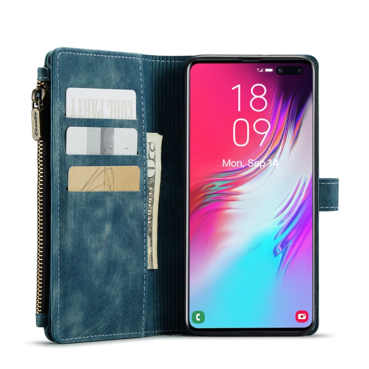 For Samsung Galaxy S10+ CaseMe-C30 PU + TPU Multifunctional Horizontal Flip Leather Case with Holder & Card Slot & Wallet & Zipper Pocket(Blue) - Galaxy Phone Cases by CaseMe | Online Shopping South Africa | PMC Jewellery | Buy Now Pay Later Mobicred