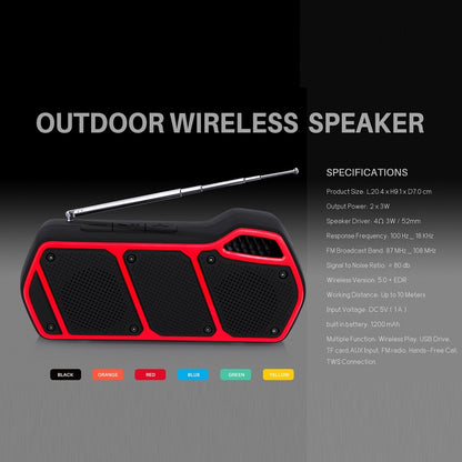 NewRixing NR-5011fm Outdoor Portable Bluetooth Speakerr, Support Hands-free Call / TF Card / FM / U Disk(Red) - Desktop Speaker by NewRixing | Online Shopping South Africa | PMC Jewellery | Buy Now Pay Later Mobicred