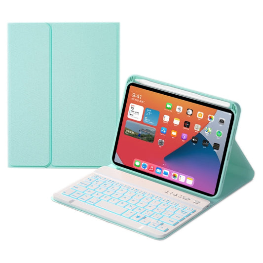 HK006D Square Keys Detachable Bluetooth Solid Color Keyboard Leather Tablet Case with Colorful Backlight & Holder for iPad mini 6(Mint Green) - For iPad mini by PMC Jewellery | Online Shopping South Africa | PMC Jewellery