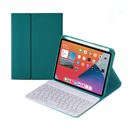 HY006 Round Keys Detachable Bluetooth Keyboard Leather Tablet Case with Holder for iPad mini 6(Dark Green) - For iPad mini by PMC Jewellery | Online Shopping South Africa | PMC Jewellery