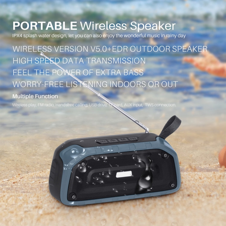 New Rixing NR-906FM TWS Waterproof Bluetooth Speaker Support Hands-free Call / FM with Handle & Antenna(Red) - Desktop Speaker by NewRixing | Online Shopping South Africa | PMC Jewellery | Buy Now Pay Later Mobicred