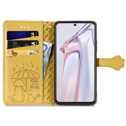 For Blackview A100 Lovely Cat and Dog Embossing Pattern Horizontal Flip Leather Case , with Holder & Card Slots & Wallet & Cartoon Clasp & Lanyard(Yellow) - More Brand by PMC Jewellery | Online Shopping South Africa | PMC Jewellery | Buy Now Pay Later Mobicred