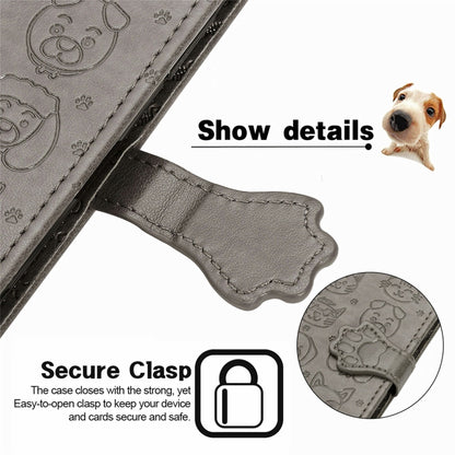 For Blackview A100 Lovely Cat and Dog Embossing Pattern Horizontal Flip Leather Case , with Holder & Card Slots & Wallet & Cartoon Clasp & Lanyard(Grey) - More Brand by PMC Jewellery | Online Shopping South Africa | PMC Jewellery | Buy Now Pay Later Mobicred