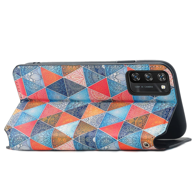 For Blackview A100 Colorful Magnetic Horizontal Flip PU Leather Case with Holder & Card Slot & Wallet(Rhombus Mandala) - More Brand by PMC Jewellery | Online Shopping South Africa | PMC Jewellery | Buy Now Pay Later Mobicred