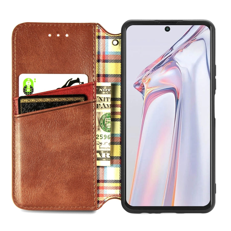 For Blackview A100 Cubic Grid Pressed Horizontal Flip Magnetic PU Leather Case with Holder & Card Slots & Wallet(Brown) - More Brand by PMC Jewellery | Online Shopping South Africa | PMC Jewellery | Buy Now Pay Later Mobicred