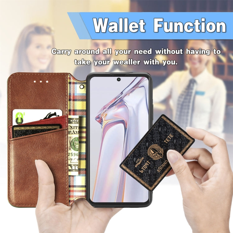 For Blackview A100 Cubic Grid Pressed Horizontal Flip Magnetic PU Leather Case with Holder & Card Slots & Wallet(Brown) - More Brand by PMC Jewellery | Online Shopping South Africa | PMC Jewellery | Buy Now Pay Later Mobicred