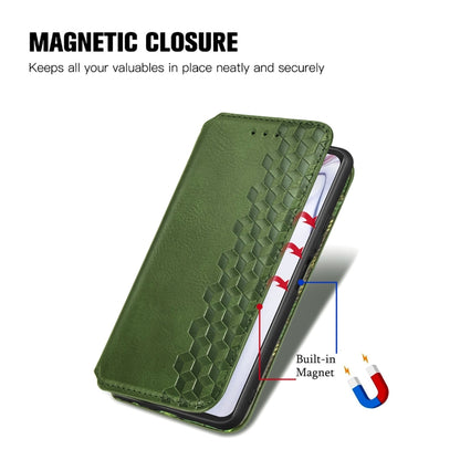 For Blackview A100 Cubic Grid Pressed Horizontal Flip Magnetic PU Leather Case with Holder & Card Slots & Wallet(Green) - More Brand by PMC Jewellery | Online Shopping South Africa | PMC Jewellery | Buy Now Pay Later Mobicred